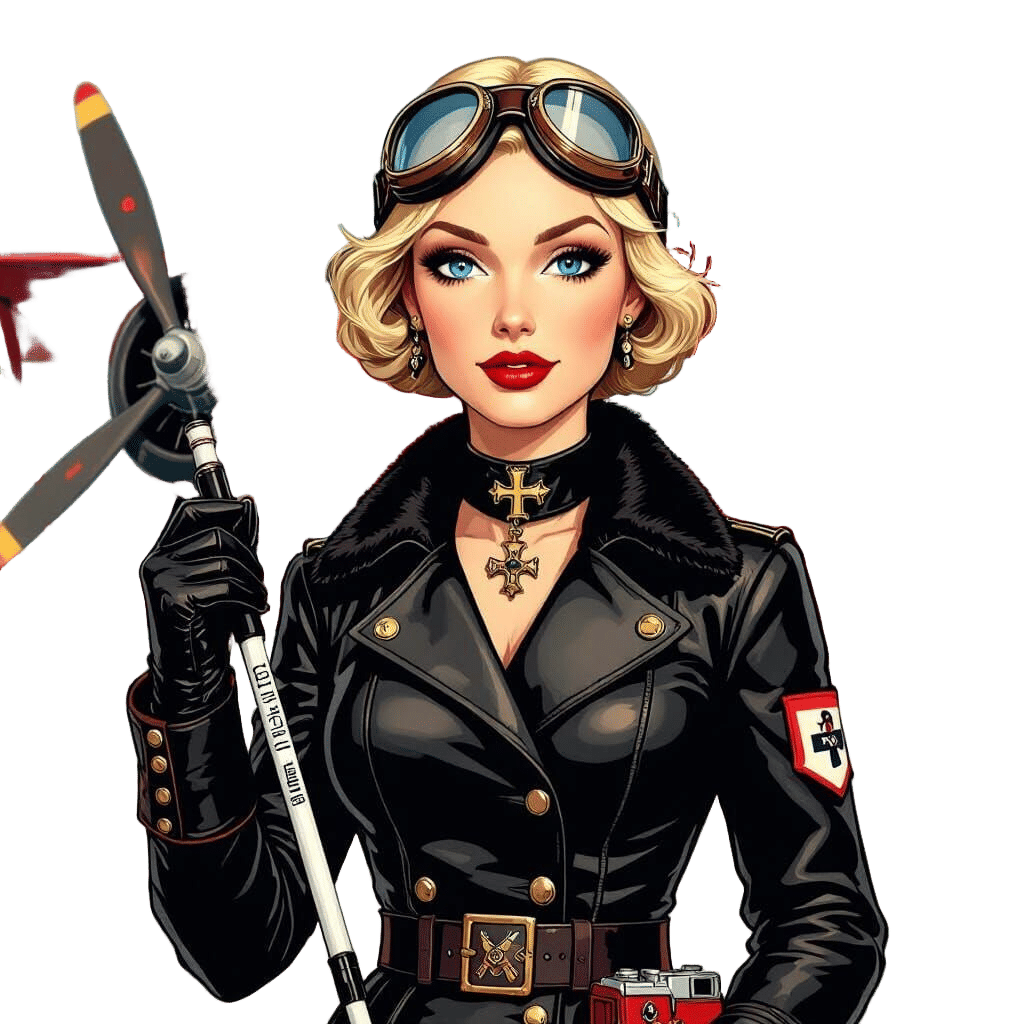 Bloody Red Baroness in Comic Style Portrait