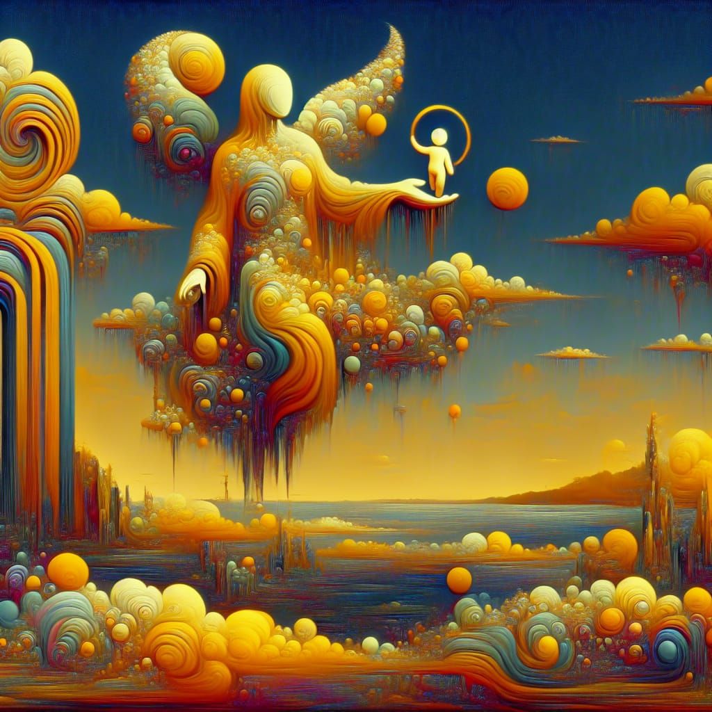 Ethereal Entity at Celestial Gates: A Surreal Vision