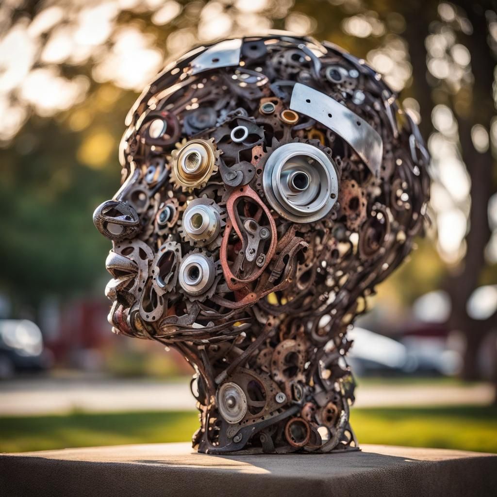 Outdoor Sculpture Made of Car Parts