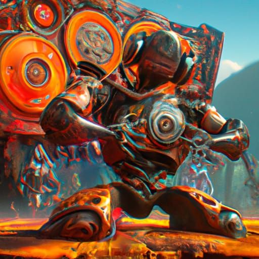 Hip-Hop Robot DJ in Detailed Matte Painting Style