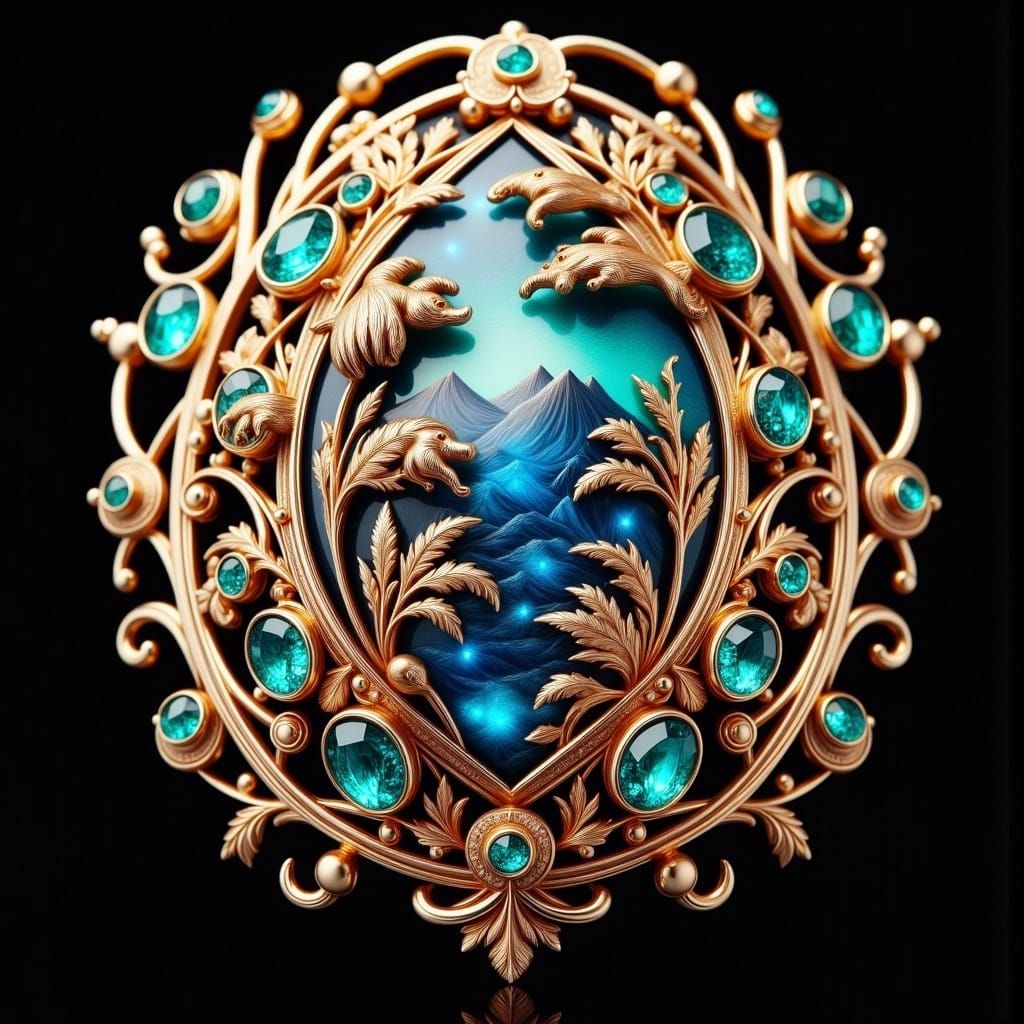 Exquisite Jewel with Openwork Filigree Design