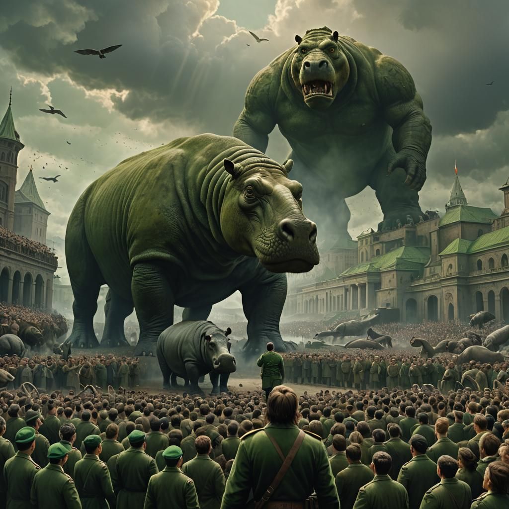 Giant Creatures in a Fantasy Landscape as Digital Art