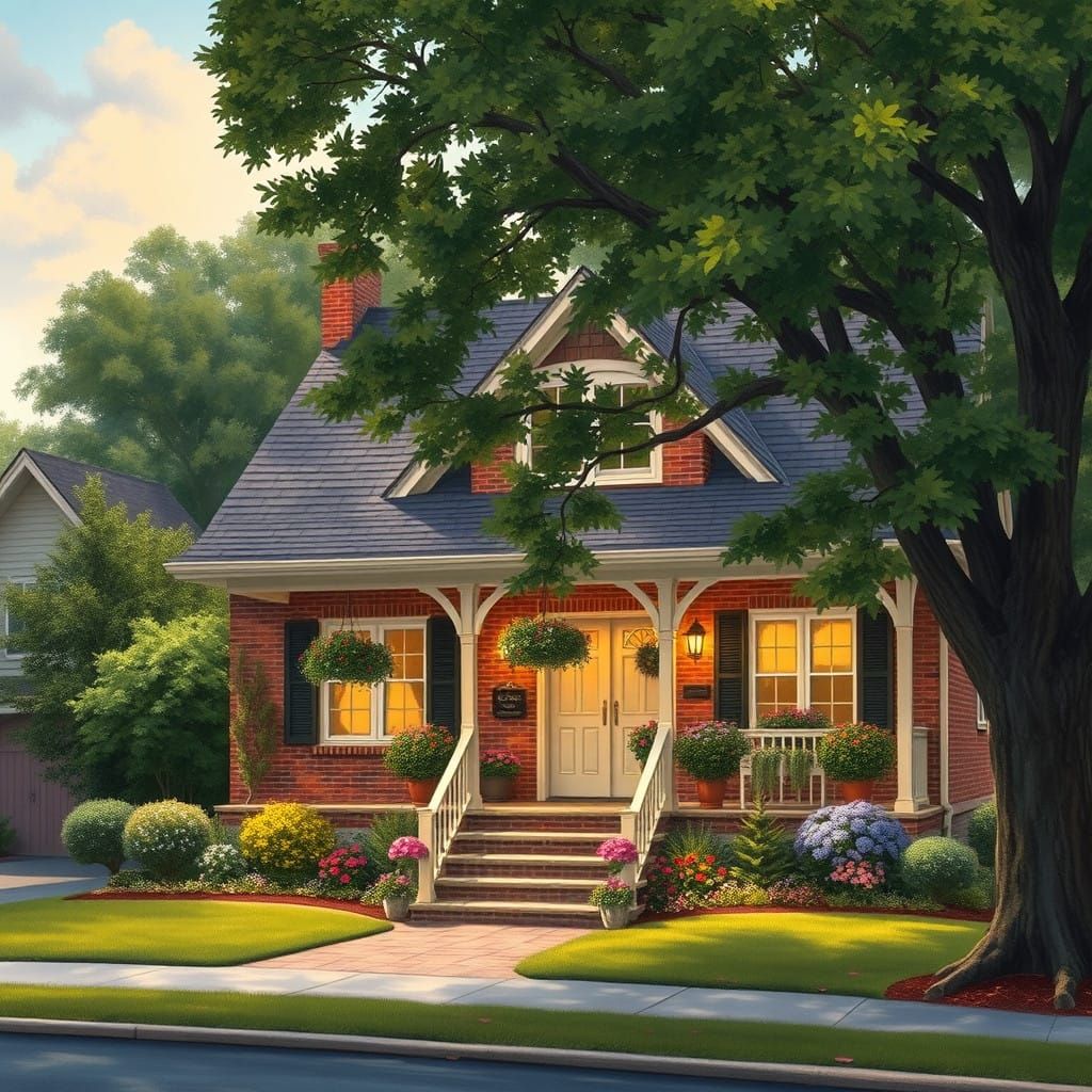 Cozy Suburban Home in Warm Autumn Colors