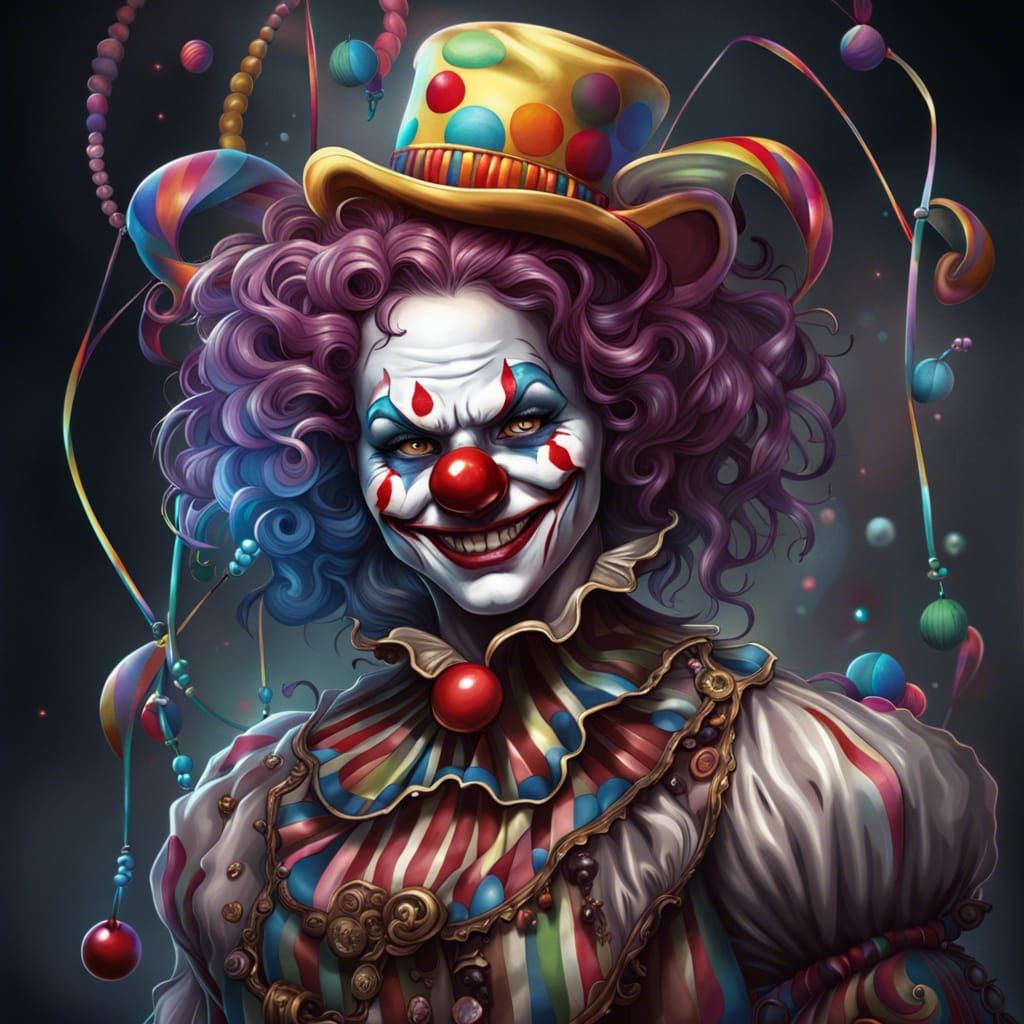 Enygmatic Biopunk Clown in Digital Marketing Art