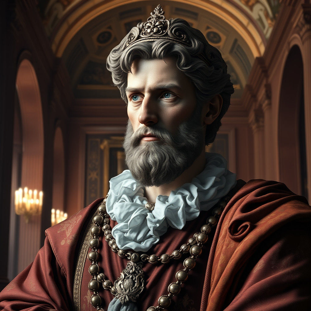 Michelangelo Portrait in Baroque Style with Ornate Details