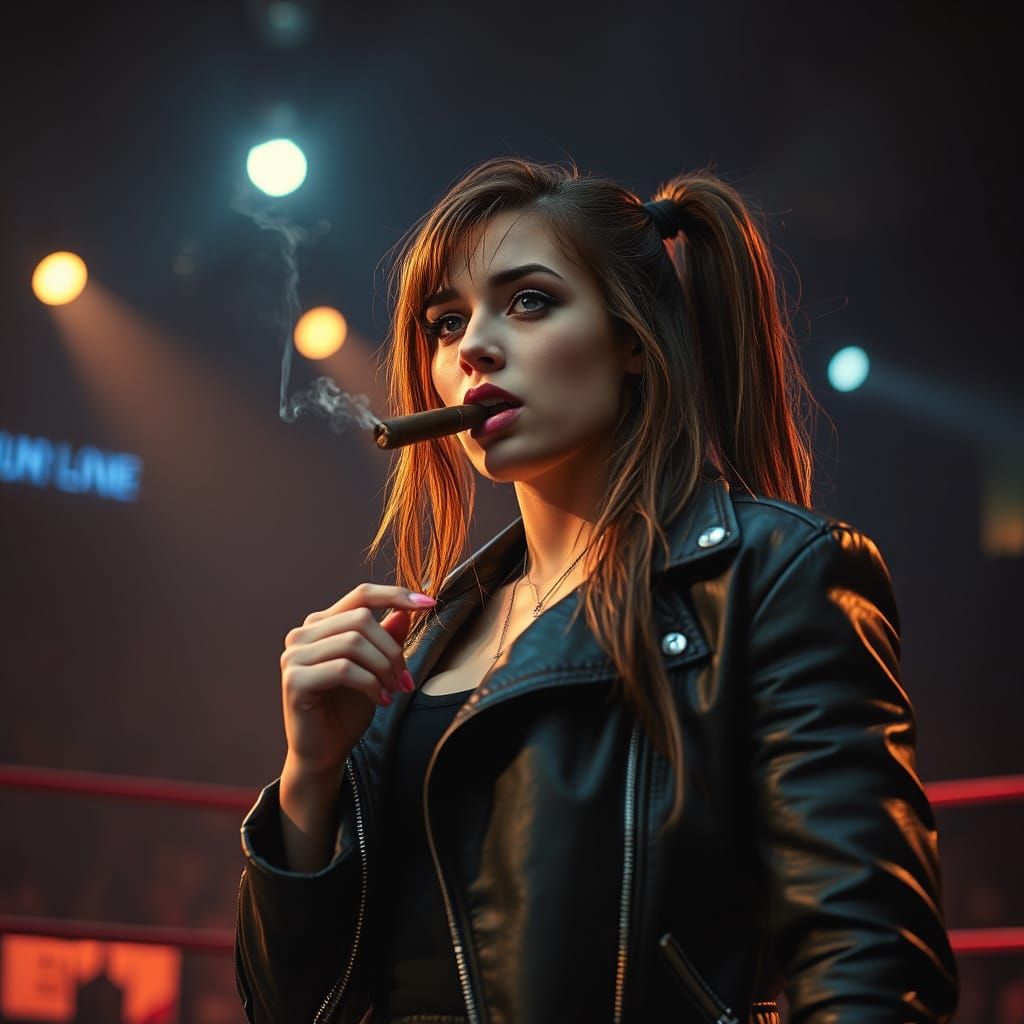 Wrestler Smoking Cigar in Film Noir Style