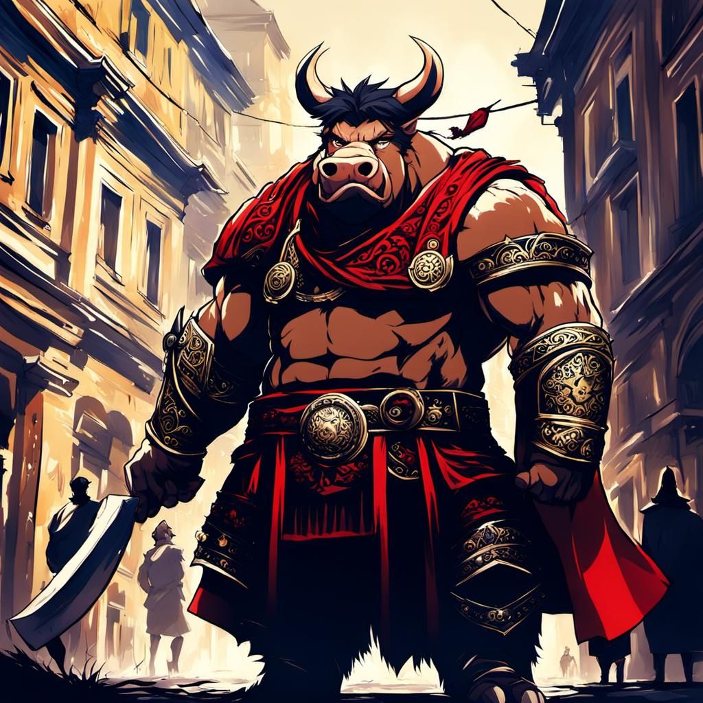 Boar-like Figure in Lviv: Anime-Inspired Visual