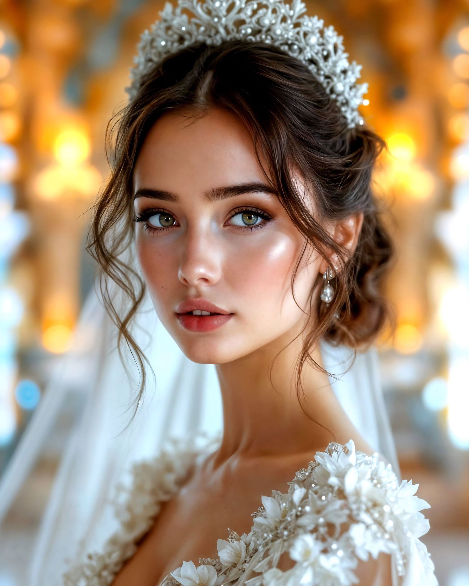 A Radiant Bride in a Futuristic, Cyberpunk Altar