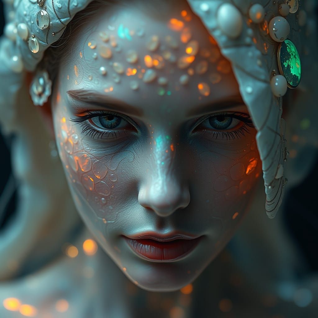 Opal Woman: Hyperrealistic Gemstone Portrait