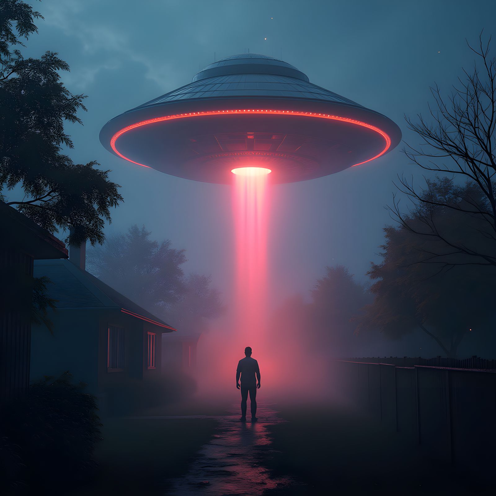 Alien Ship Abduction Scene in 3D