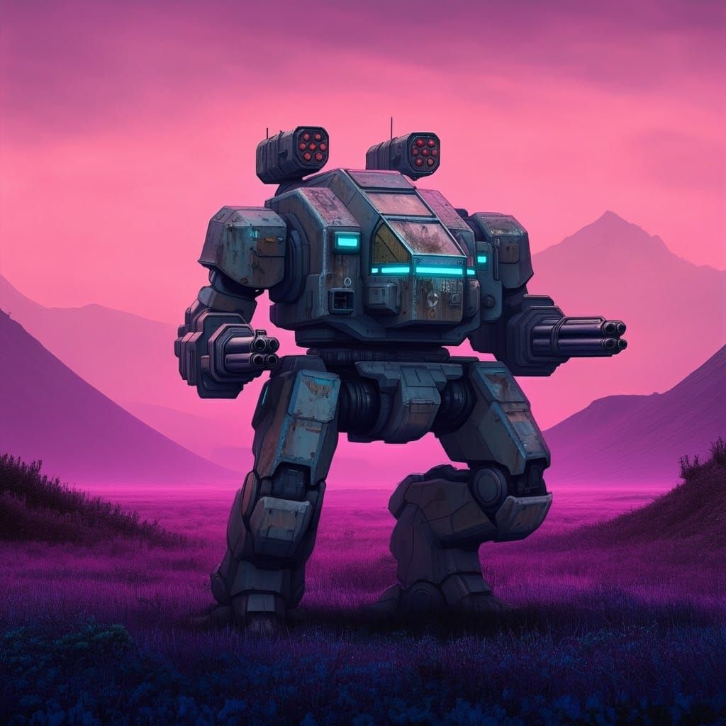 Retro Sci-Fi Mecha on Alien World