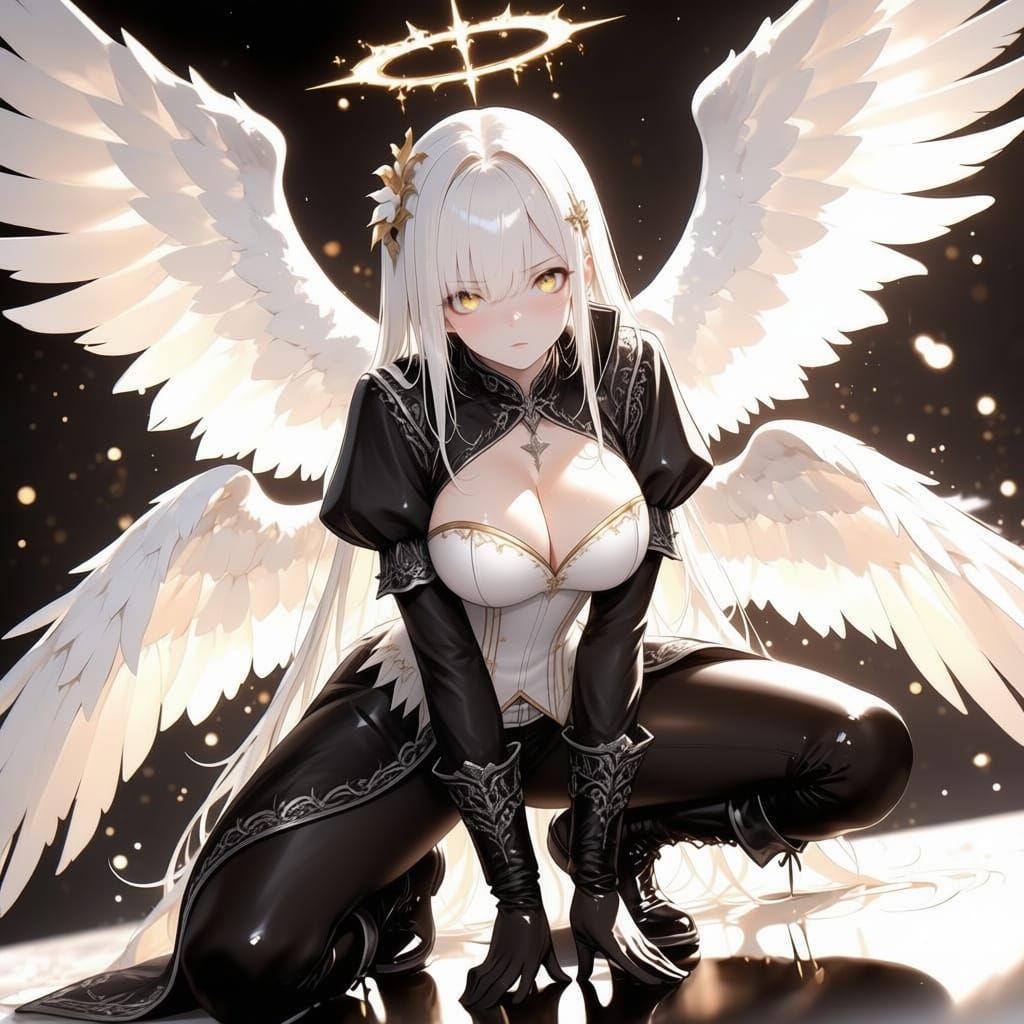 Angel Gabriel in Gothic Style with White Wings