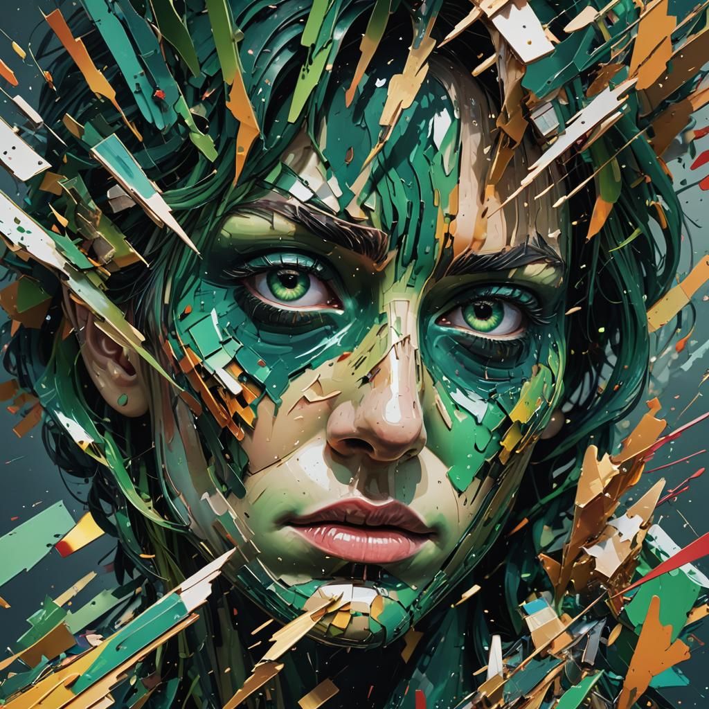 Glitch Art Masterpiece: Destructive Envy in Digital Fragment...