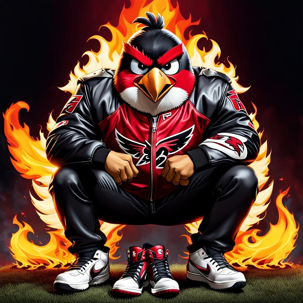 Red Angry Bird Flaunts Falcons Pride