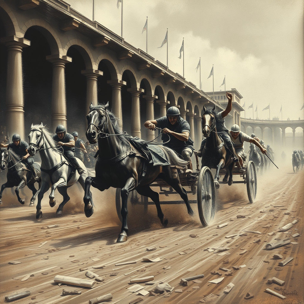 Dynamic Chariot Race in Ancient Roman Hippodrome
