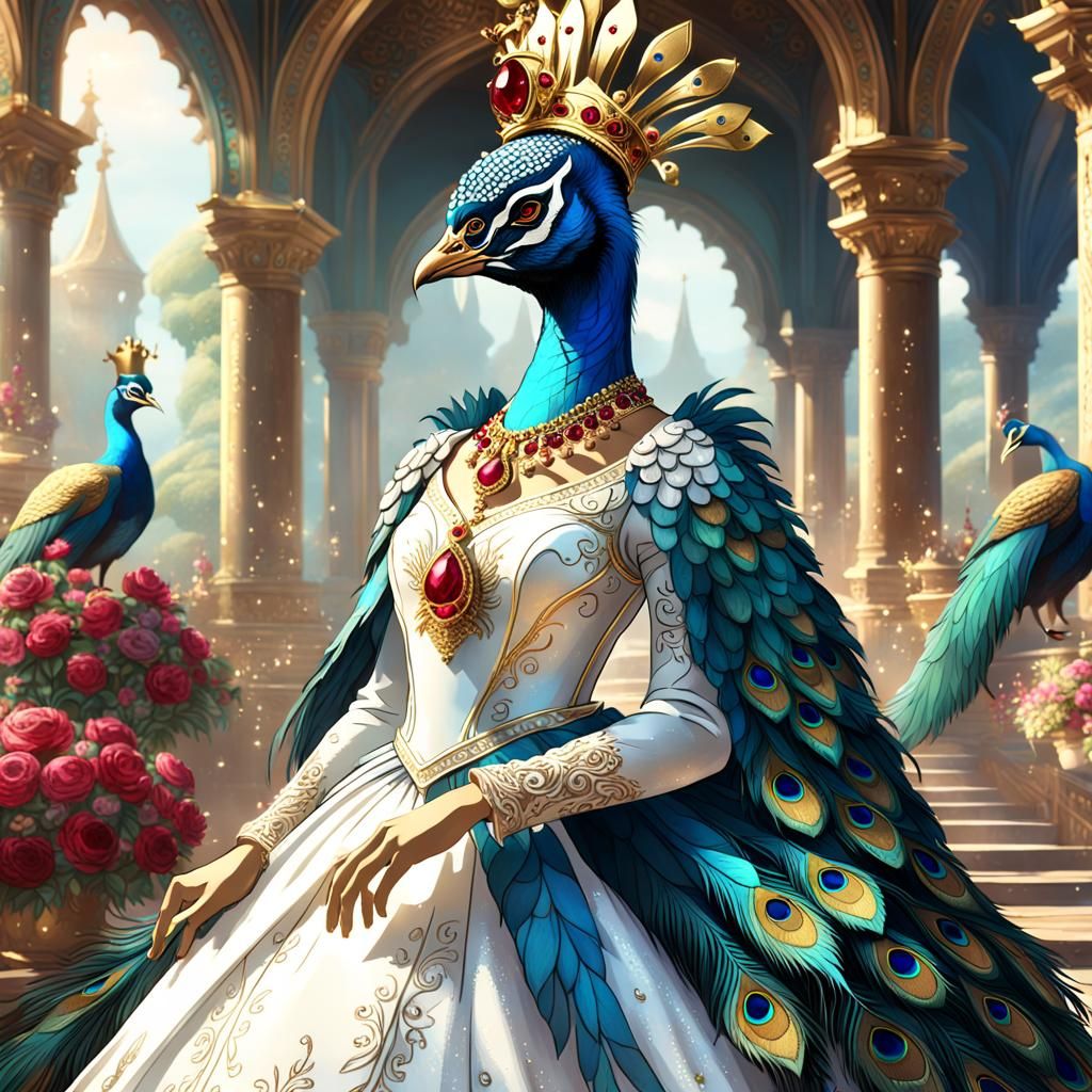 Peacock in Wedding Dress: Fantasy Concept Art
