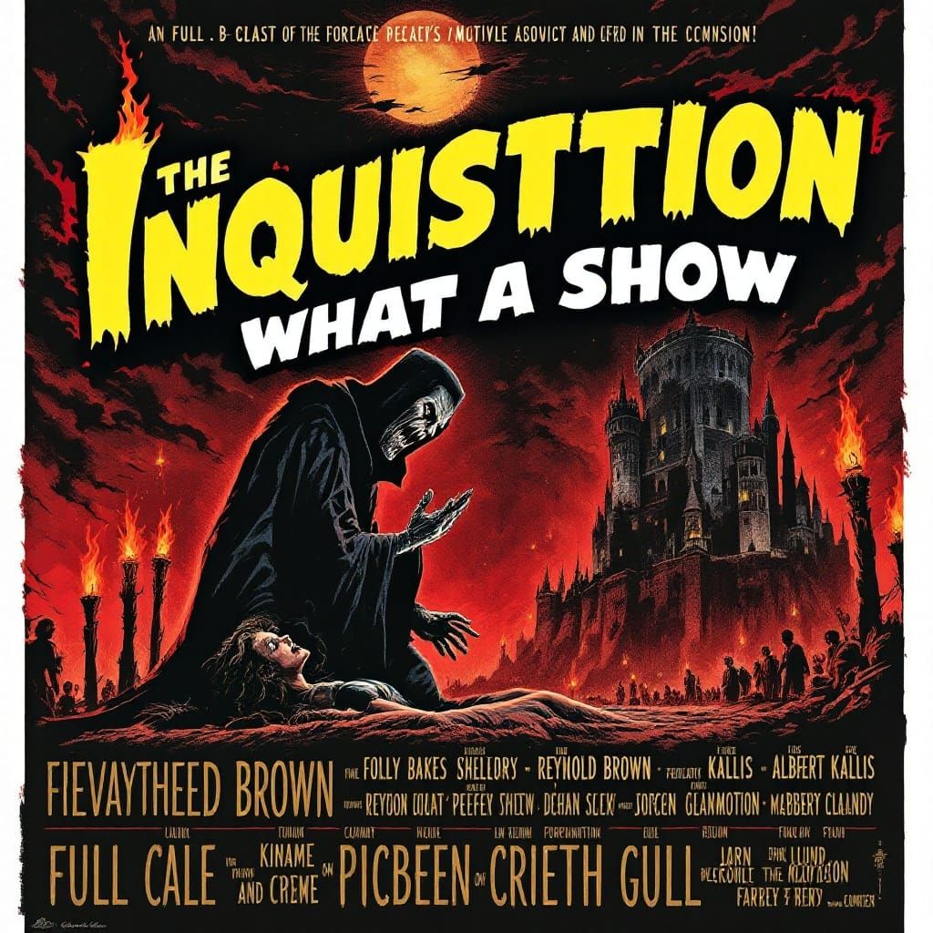 Sinister Inquisitor Looms Over Distressed Maiden in 1950s Ho...