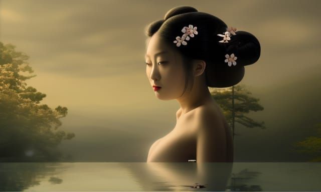 Geisha in Tokyo: Hyperdetailed Digital Portrait