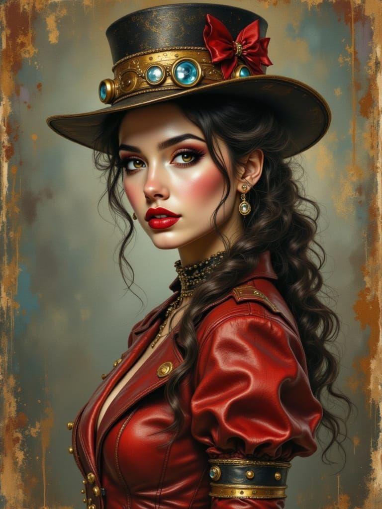 Steampunk Beauty in Autumn's Golden Light
