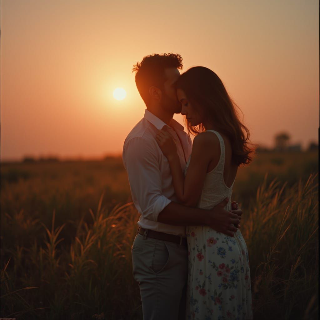 Romantic Sunset Couple in Nature