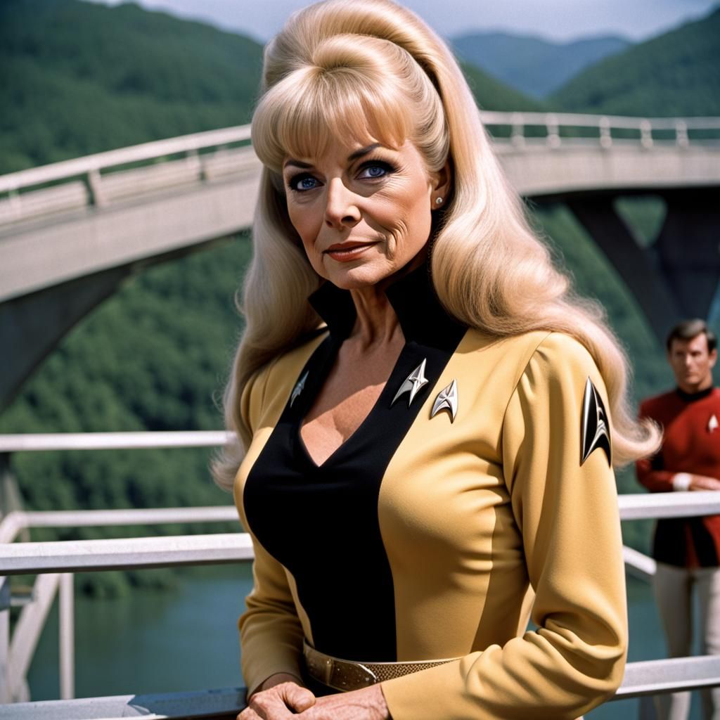 Janice Rand on Star Trek Bridge in Color