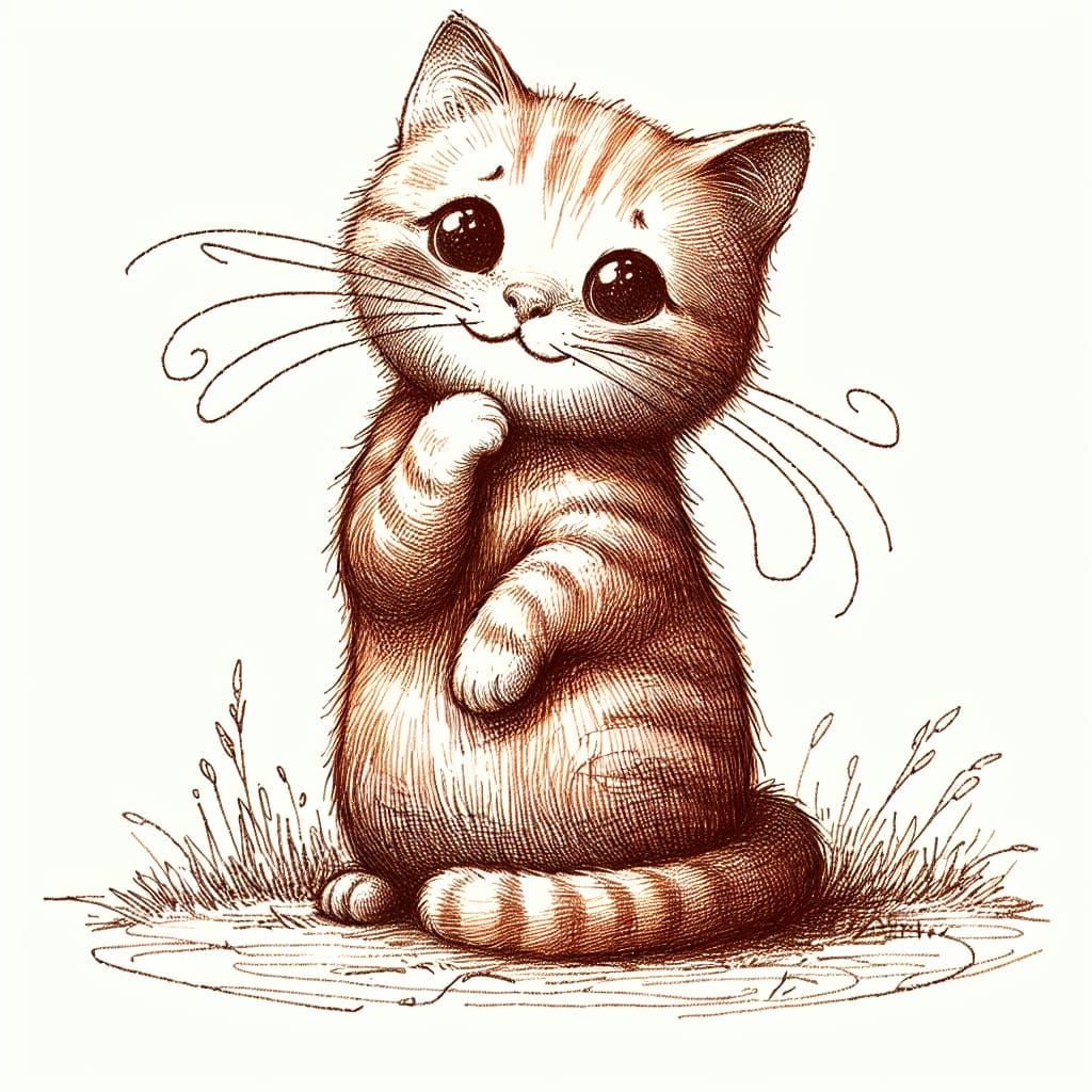 Whimsical Ginger Cat in Love