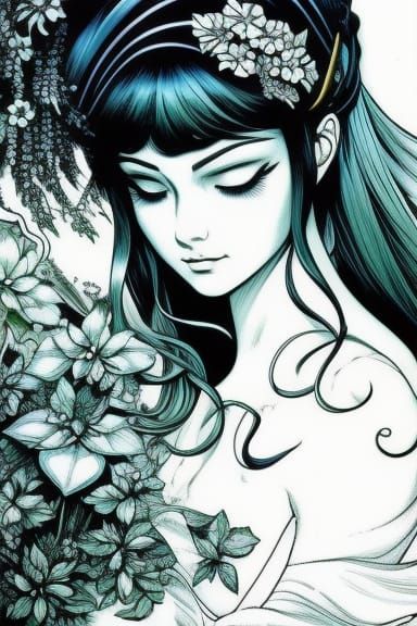 Cute Spring Beauty in Black and White