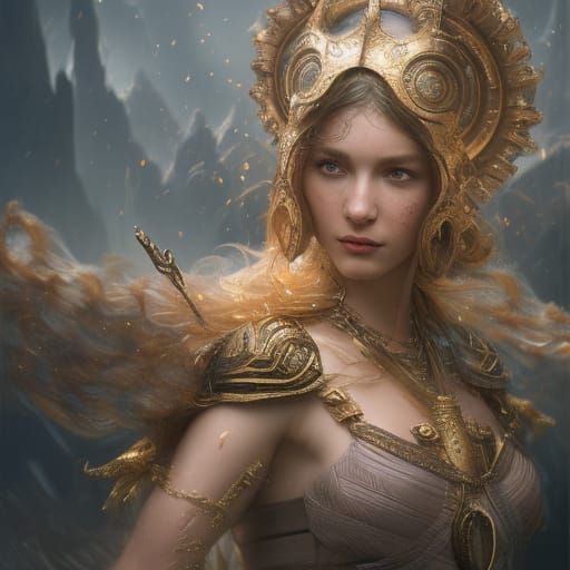 Frigg: Epic Fantasy Portrait in Art Nouveau Style