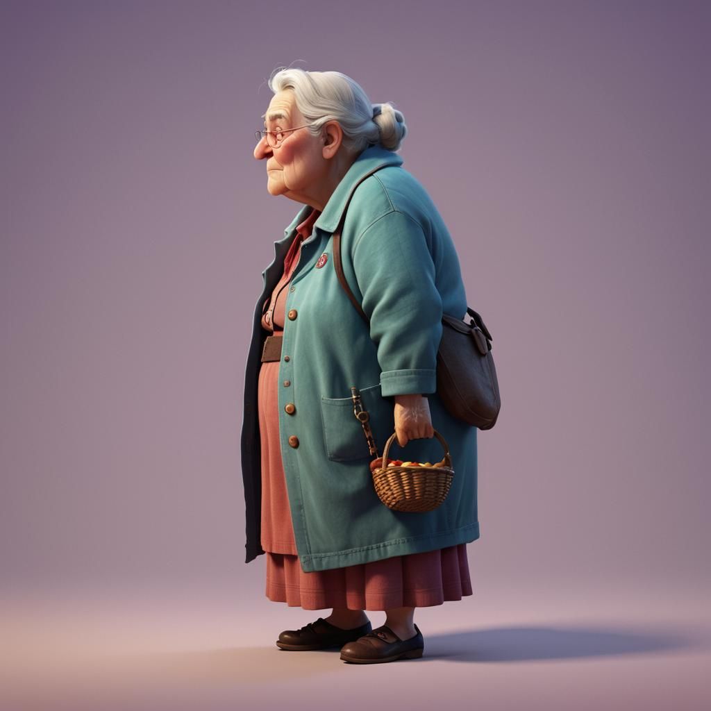 Malicious Old Woman in Pixar-Style 3D Rendering