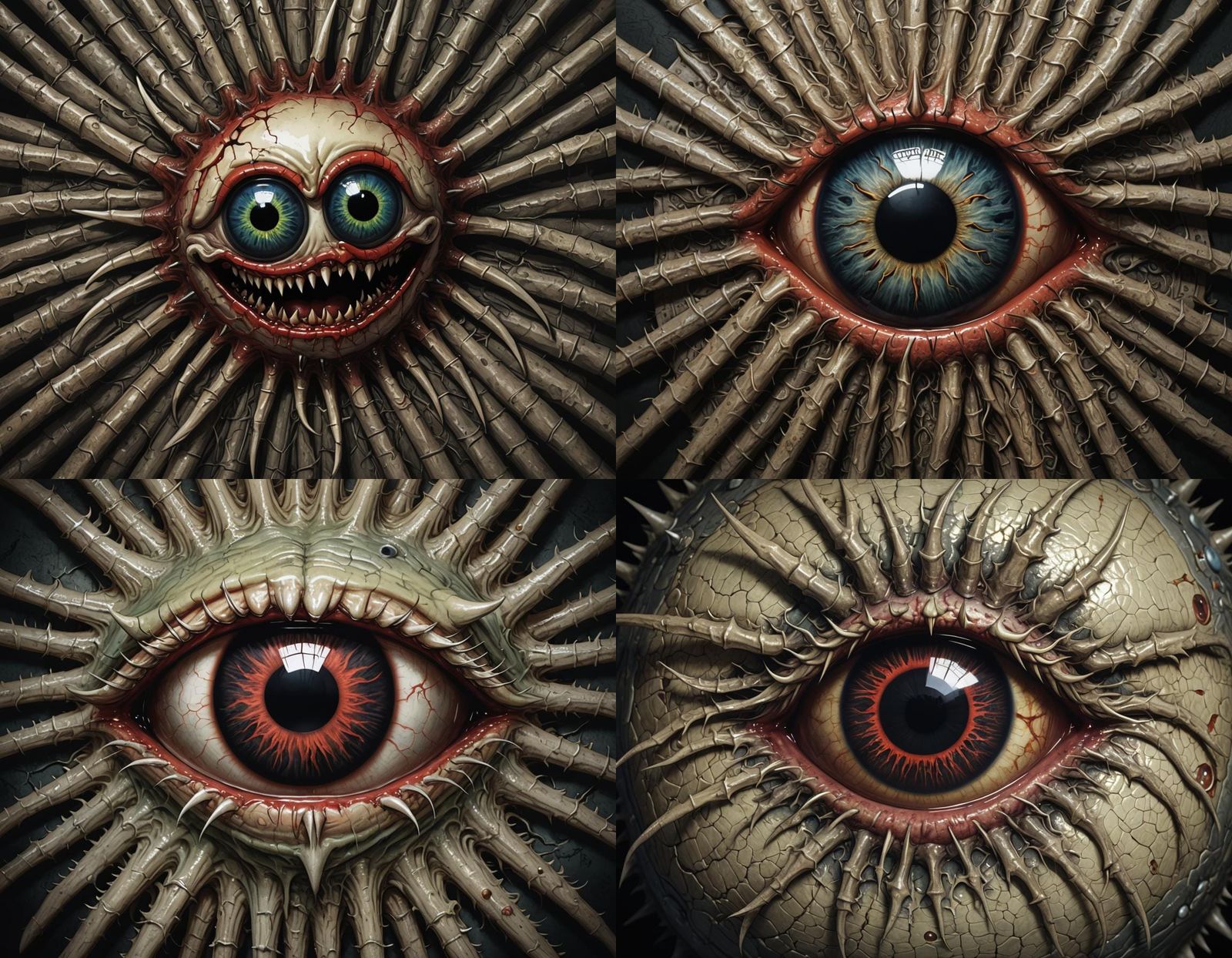 Bizarre Eyeball with Fangs: AI-Generated Surreal Creature