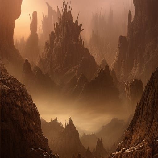 Dark Desert Fantasy Landscape in Digital Matte Painting