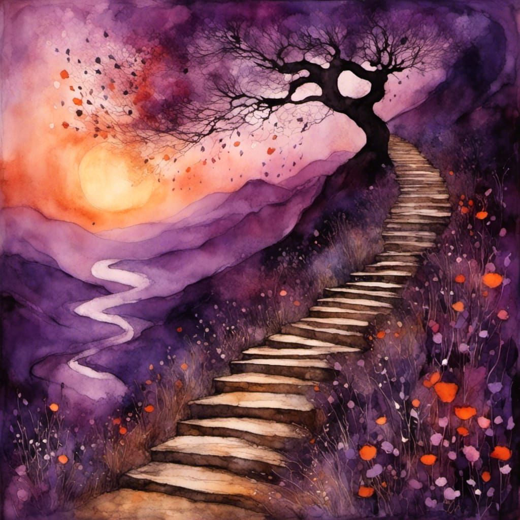 Liquid Ink Stairway Ascending to Heaven