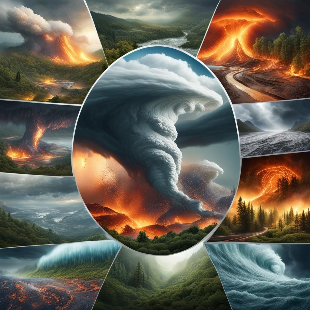 Hyperrealistic Collage of Dramatic Natural Disasters