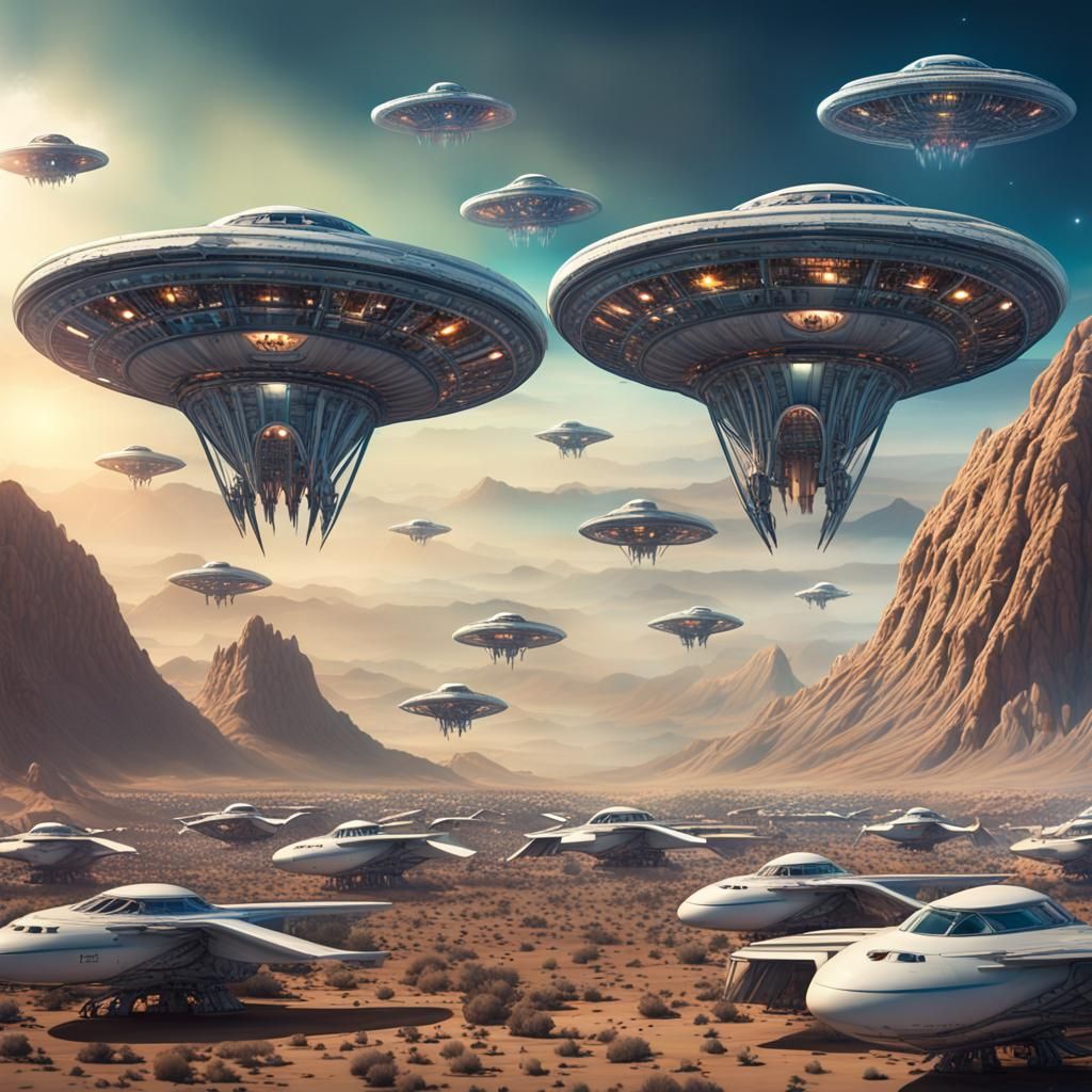 Alien Spaceships Over Area 51: Concept Art