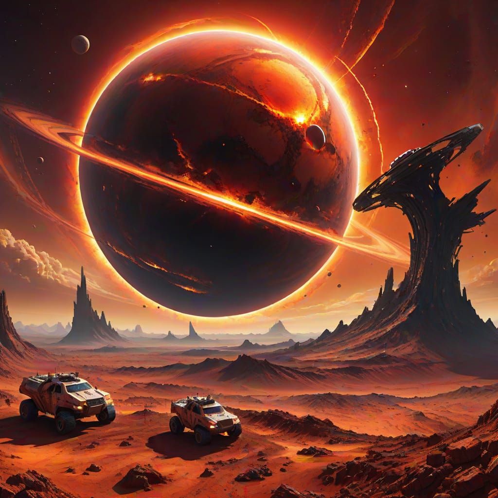 Colossal Sci-Fi Planet with Alien War Machines