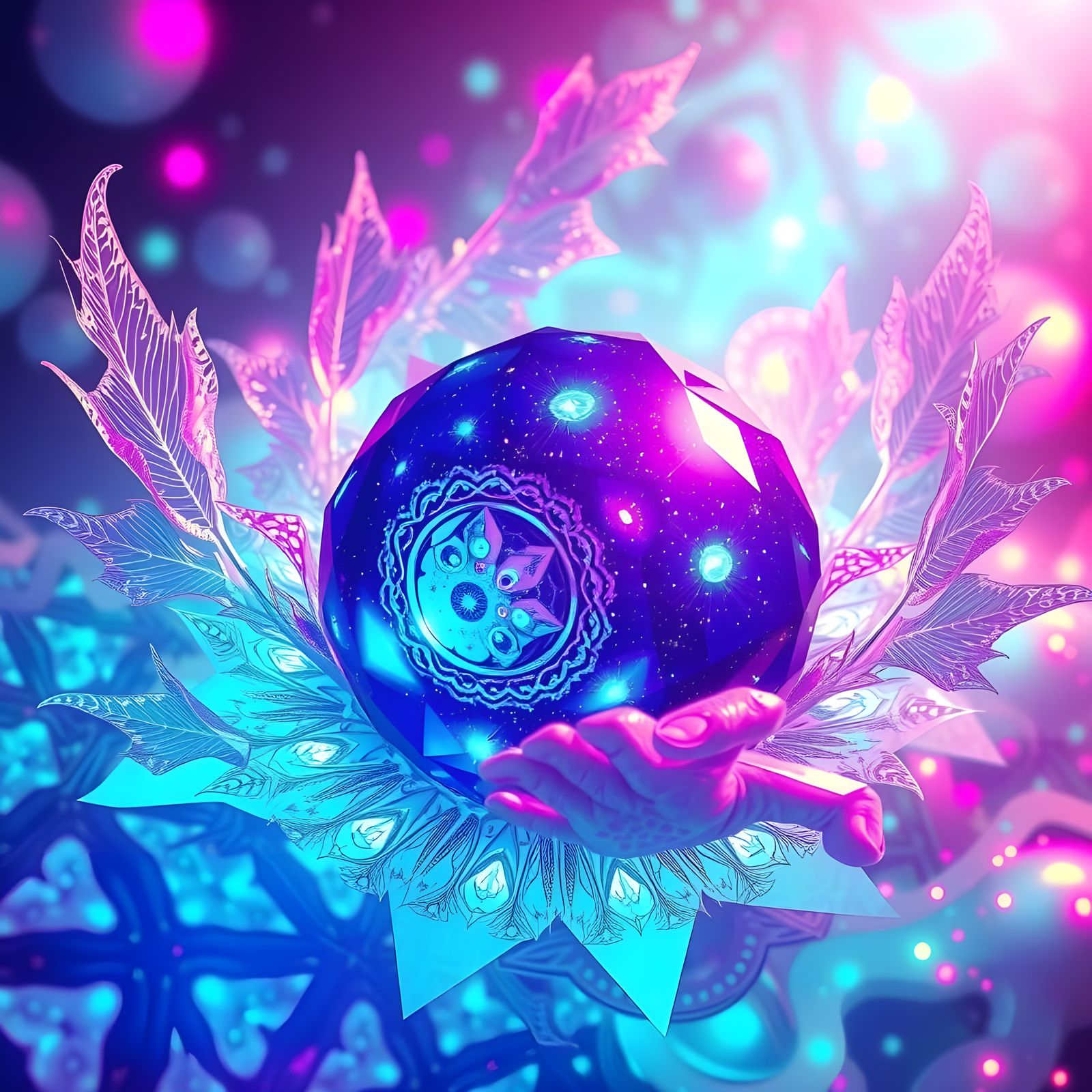 Surreal, Crystal Beings Emanate Radiant Light in a Hyperspac...