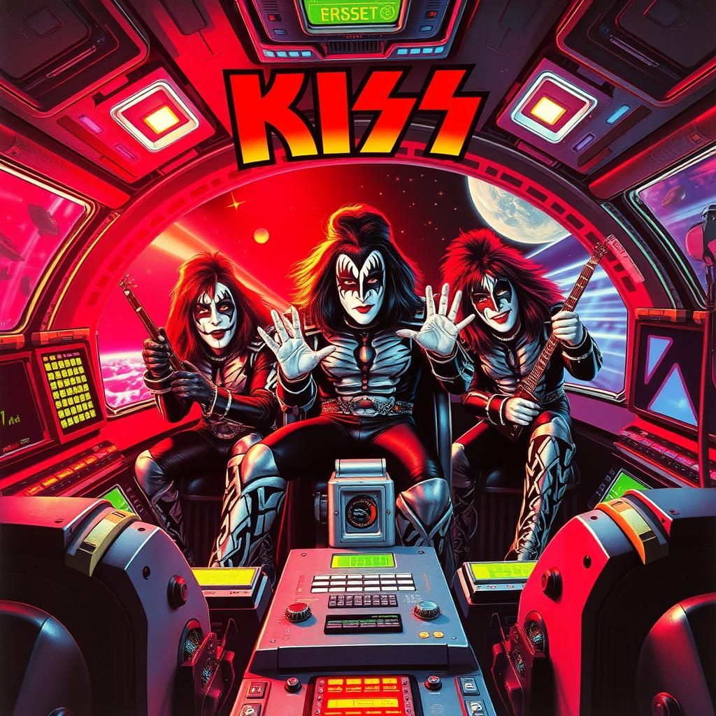 Rock Band in Spaceship: Retro Sci-Fi Album Art