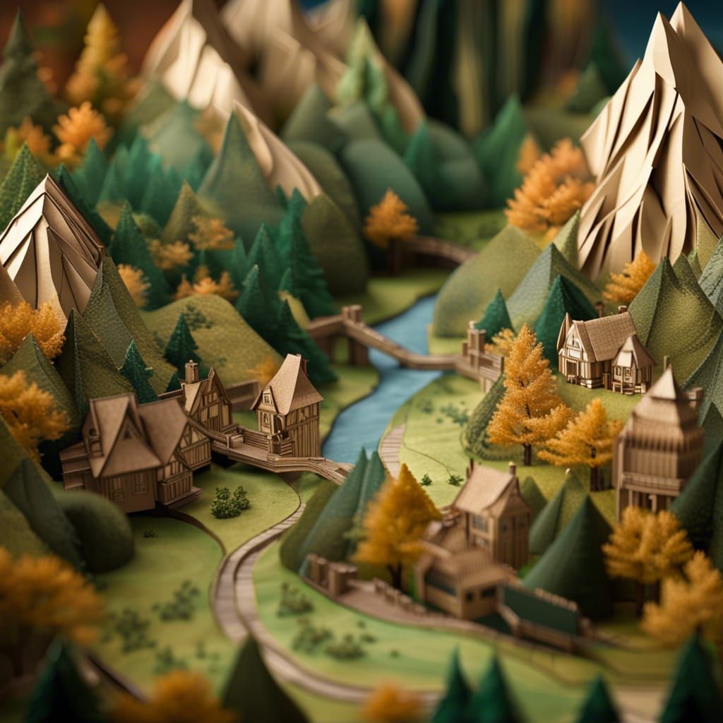 Origami Rivendell Valley Inspired by Tolkien