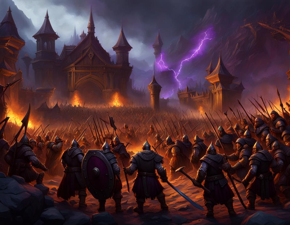 Epic Dwarf Army vs Undead Army in Dark Fantasy