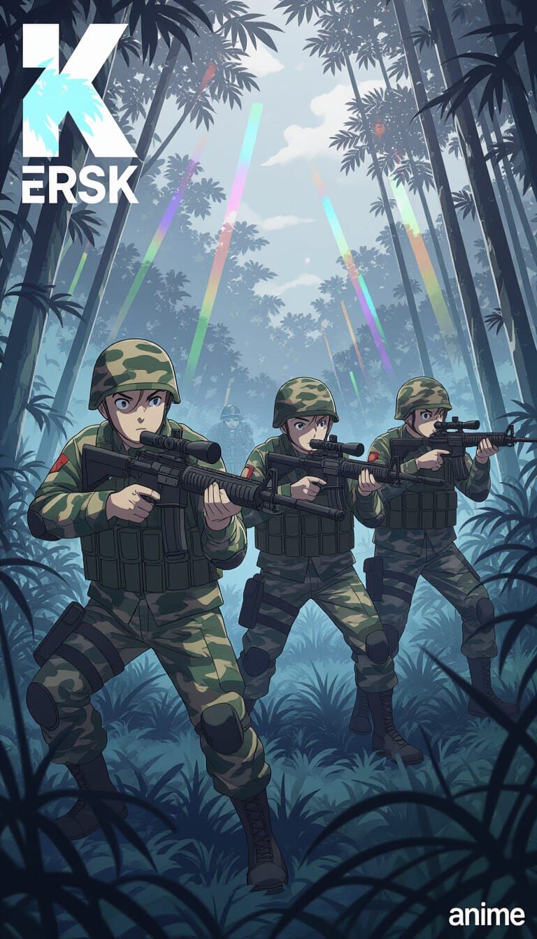 Retro Anime Soldiers on Secret Jungle Mission