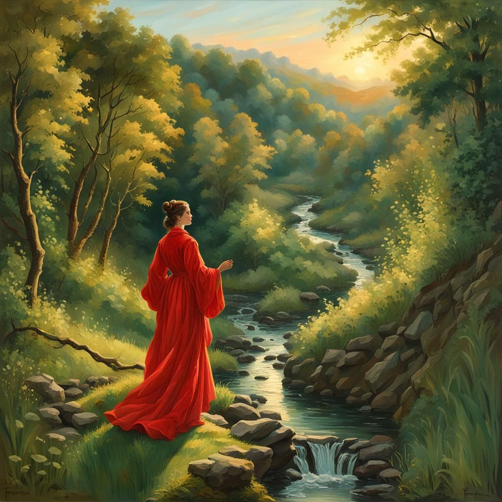 French Girl at Dawn in Boucher Style