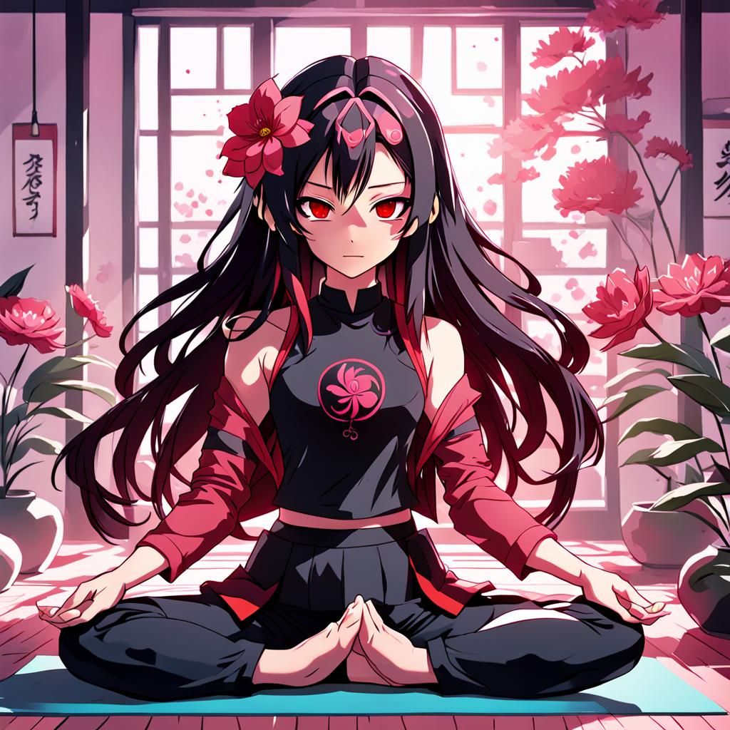 Scorpio Anime Girl in Yoga Studio: Cel-Shaded Manga