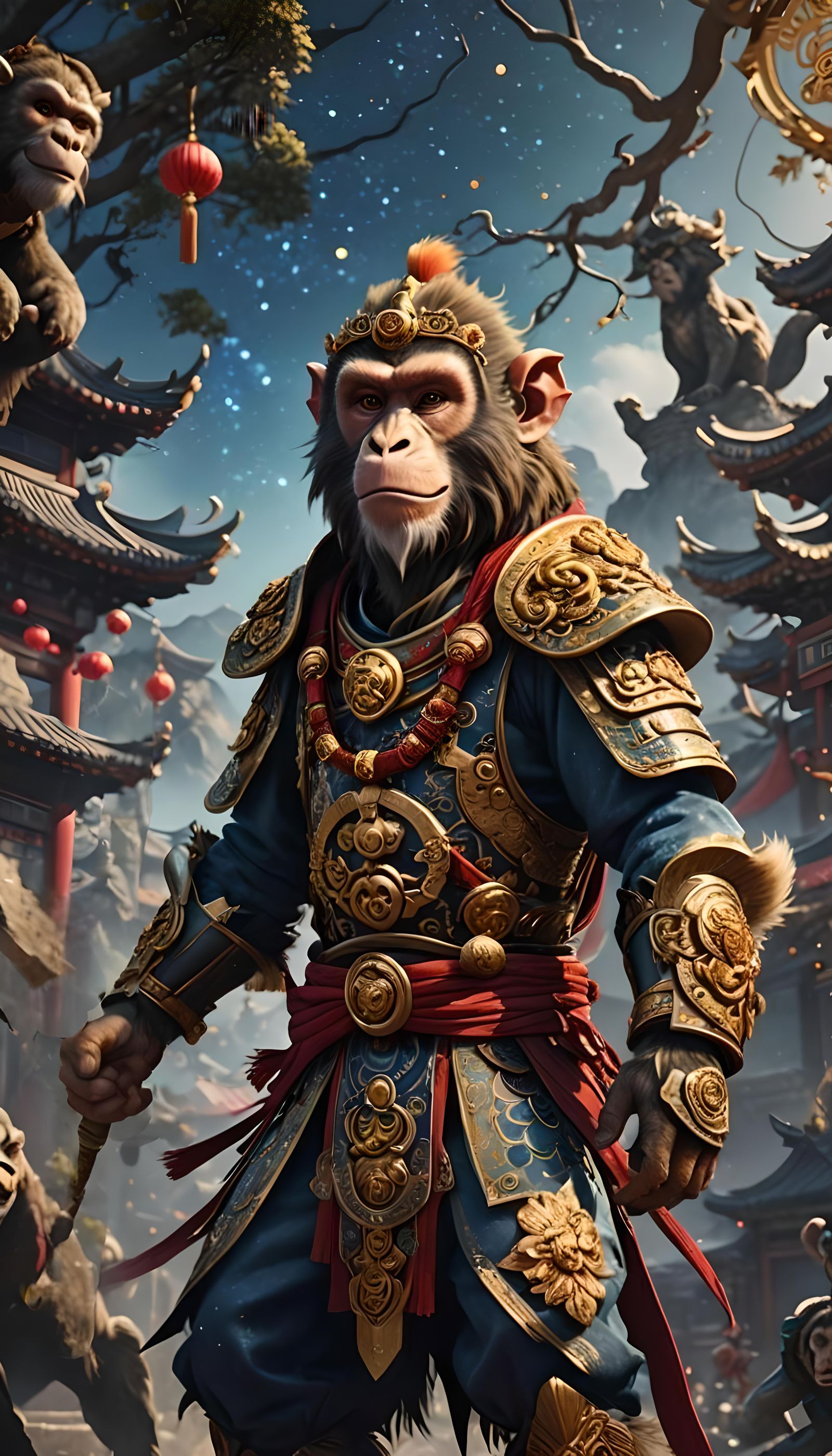 Warrior Monkey King in Chinese Costume