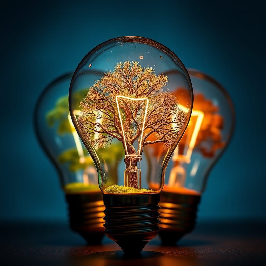 Four Seasons in Lightbulbs: A Hyperrealistic Magic World