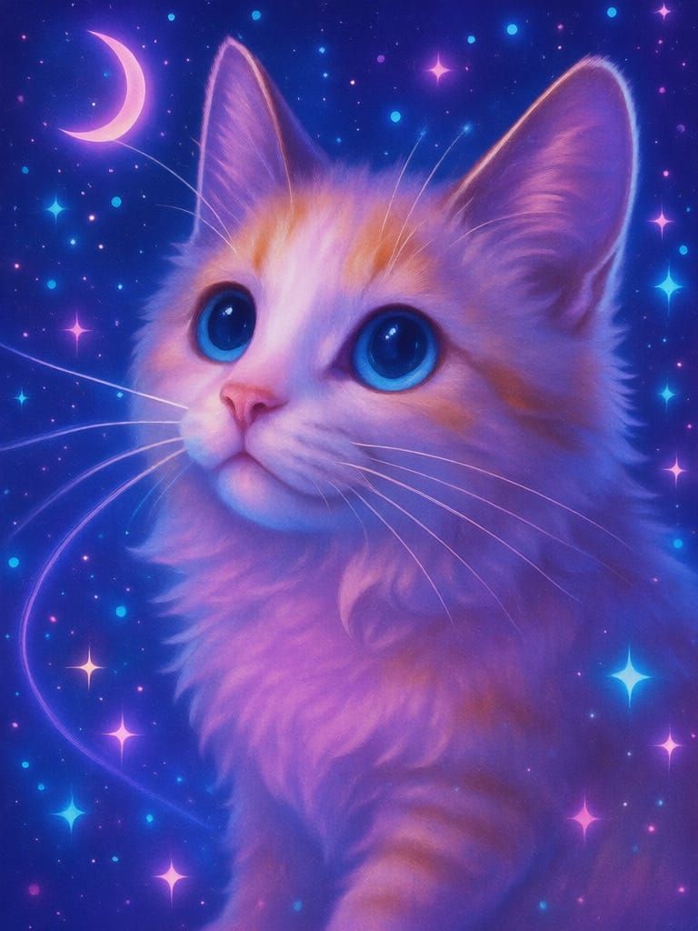 Anime Concept Art of a Cat in Space