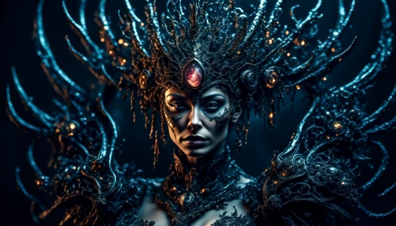 Surreal AI Art Composite with Cybernetic Bioluminescence