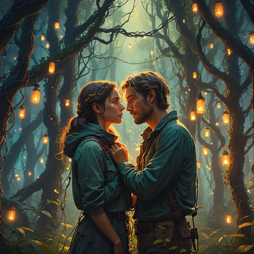 Mystical Forest Embrace in Fantasy Matte Painting