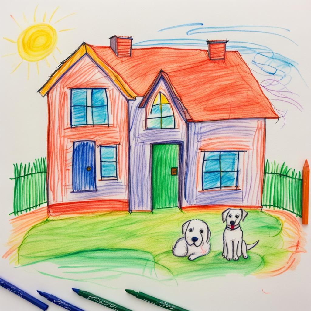 AI version of 5yr old Crayon drawing