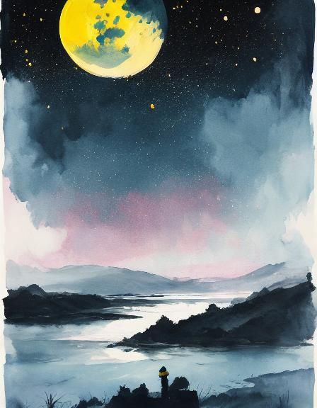 Stargazing Couple Under a Melancholy Sky