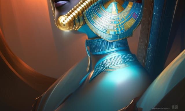 Futuristic Egyptian Mothership AI Monarch Portrait